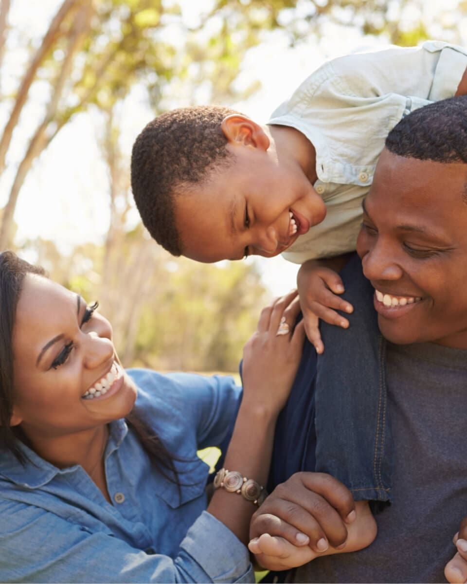 Joyful family enjoying time outdoors